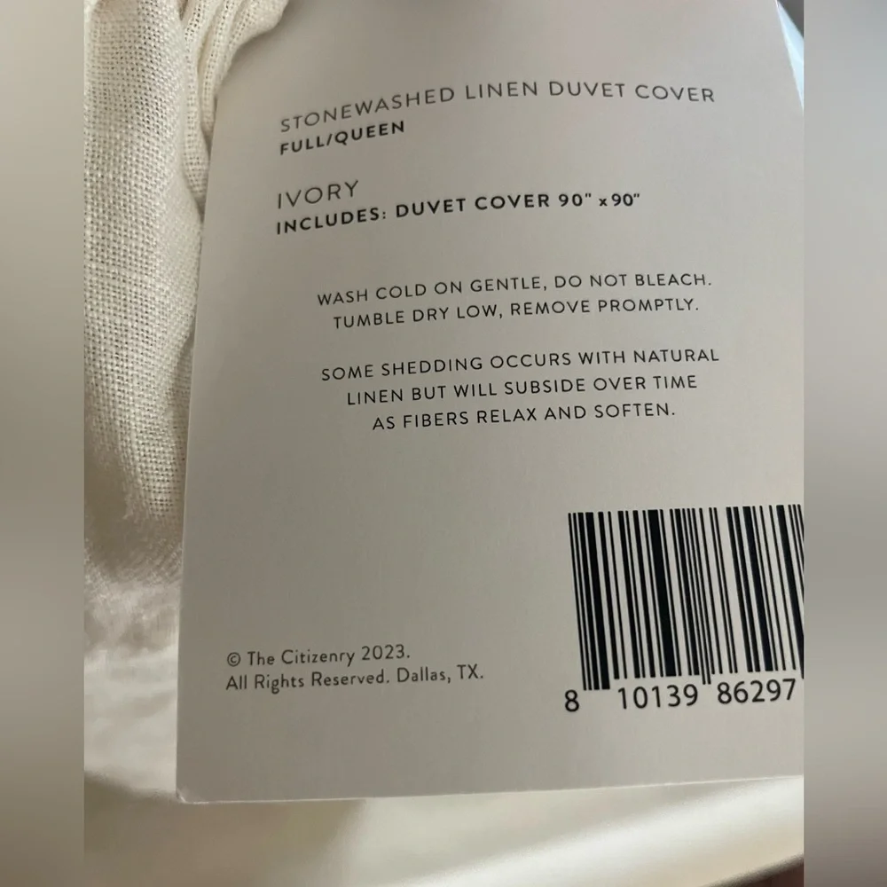 🆕The Citizenry Stonewashed
Linen Duvet Cover QUEEN
Ivory NWT - Picture 6 of 7